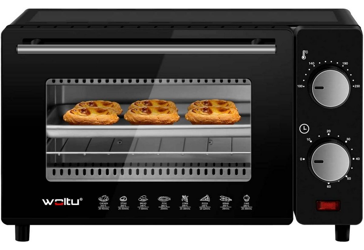 Woltu Minibackofen, 10 Liter, 650 Watt mit Timer für Pizza, Toast, Truthahn