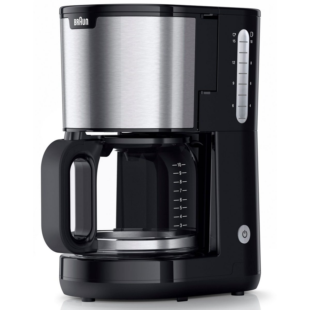 Braun Filterkaffeemaschine PurShine KF1500 BK, 1,7l Kaffeekanne, Papierfilter, 1000W, automatische Abschaltung, herausnehmbarer Filterkorb, Edelstahl